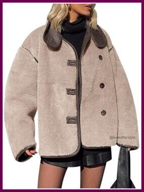 Faux Fur Jacket Stand Collar Button Down Winter Coat